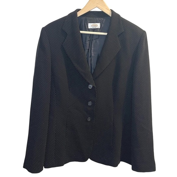 Talbots Jackets & Blazers - Talbots Womens Black White Micro PolkaDot 3 Button Blazer Jacket Size 14 Vintage
